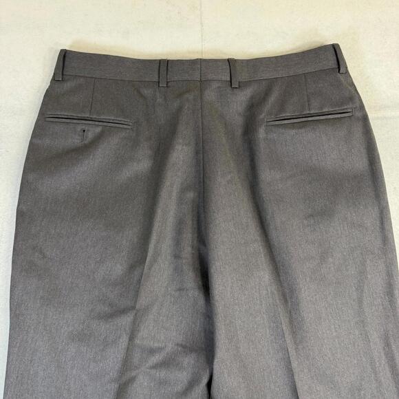Jos A Bank Dress Pants Mens 36R Gray Pleated 100% Wool Cuffed Classic Straight - Picture 4 of 8